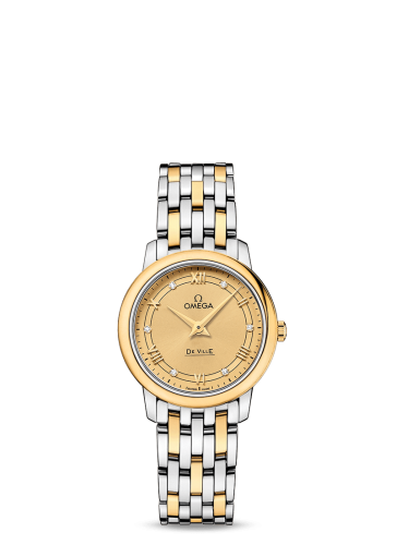 Omega De Ville Prestige Quartz 27.4 Stainless Steel / Yellow Gold / Vintage Champagne / Bracelet